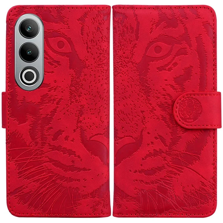 For OnePlus Nord CE4 5G Case Wallet Leather Phone Cover Imprinted Tiger Pattern