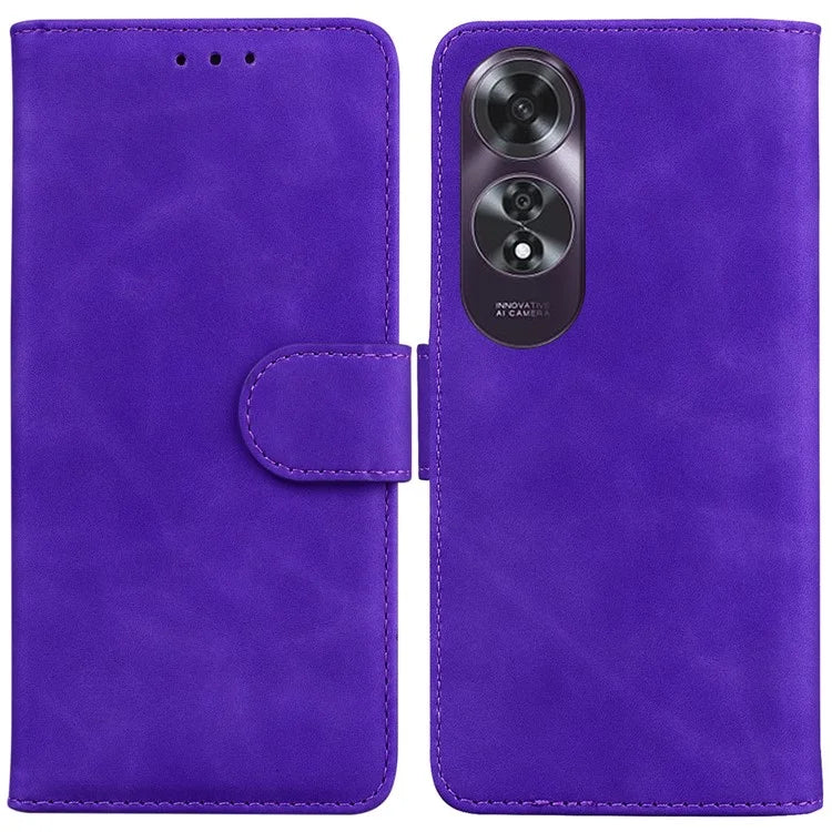 For Oppo A60 4G Case Magnetic Clasp Solid Color Leather Phone Cover