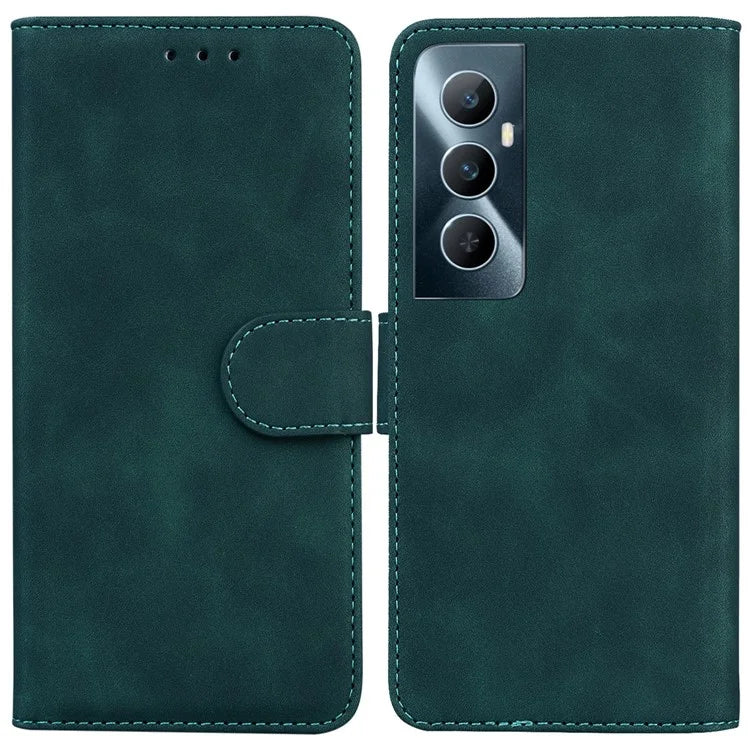For Realme C65 4G Case PU Leather Folio Solid Color Wallet Phone Cover