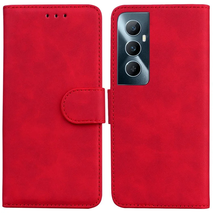 For Realme C65 4G Case PU Leather Folio Solid Color Wallet Phone Cover