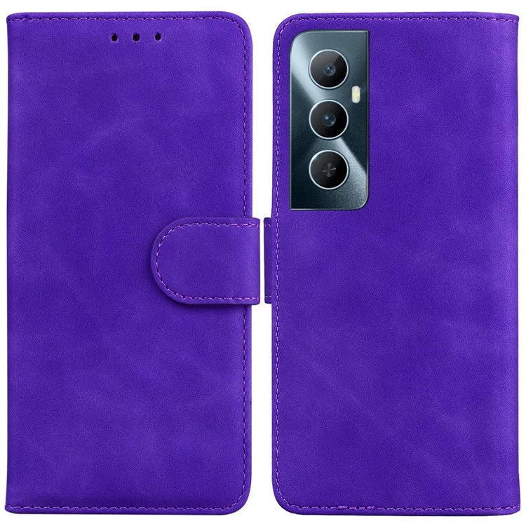 For Realme C65 4G Case PU Leather Folio Solid Color Wallet Phone Cover