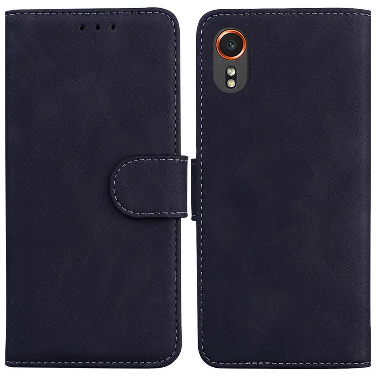For Samsung Galaxy Xcover7 Case Shockproof Solid Color Leather Flip Phone Cover