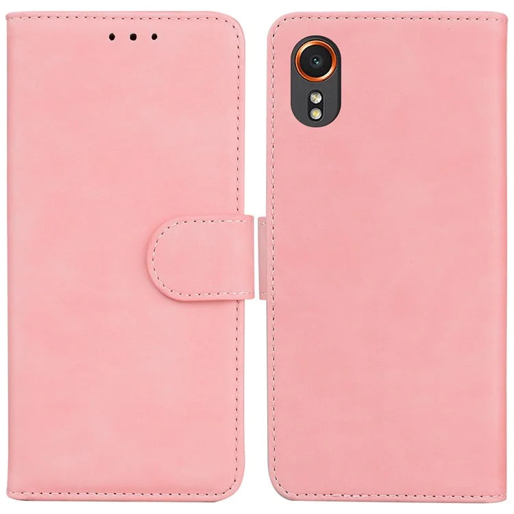 For Samsung Galaxy Xcover7 Case Shockproof Solid Color Leather Flip Phone Cover