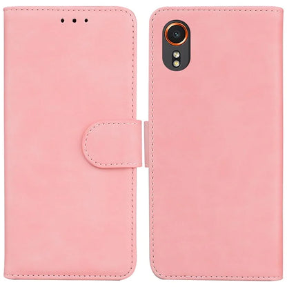 For Samsung Galaxy Xcover7 Case Shockproof Solid Color Leather Flip Phone Cover
