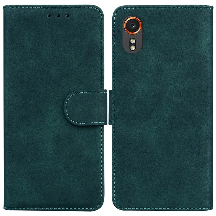 For Samsung Galaxy Xcover7 Case Shockproof Solid Color Leather Flip Phone Cover