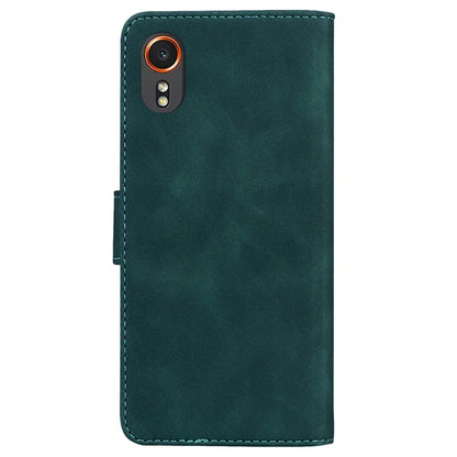 For Samsung Galaxy Xcover7 Case Shockproof Solid Color Leather Flip Phone Cover