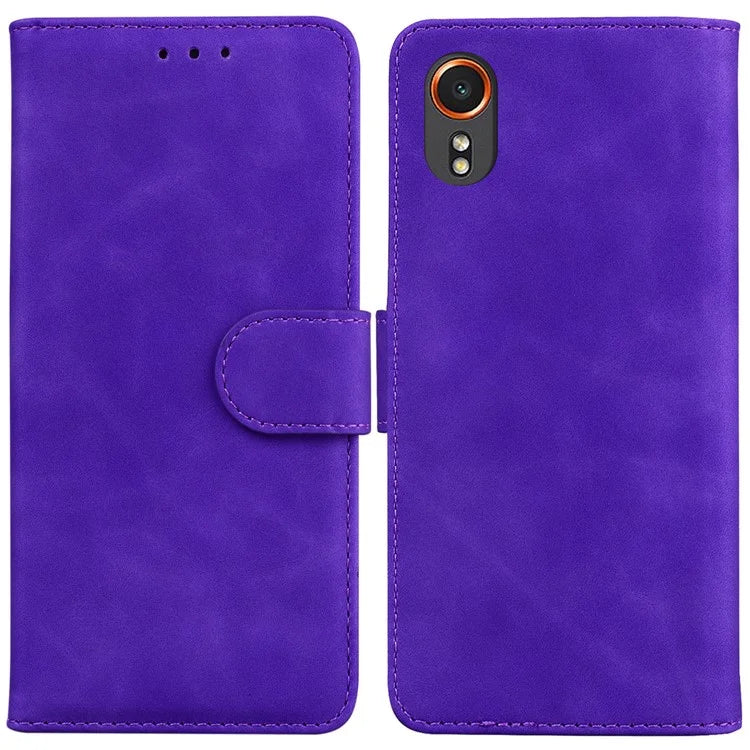 For Samsung Galaxy Xcover7 Case Shockproof Solid Color Leather Flip Phone Cover