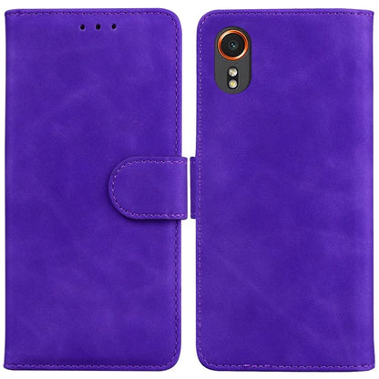 For Samsung Galaxy Xcover7 Case Shockproof Solid Color Leather Flip Phone Cover