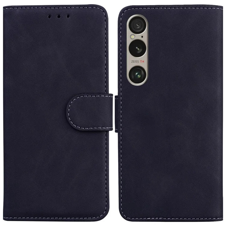 For Sony Xperia 1 VI Case Solid Color Shockproof Cash Pocket Solid Color Leather Phone Cover