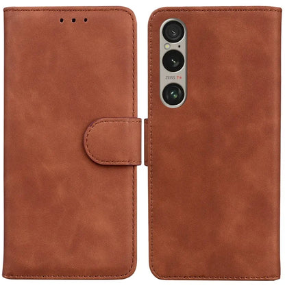 For Sony Xperia 1 VI Case Solid Color Shockproof Cash Pocket Solid Color Leather Phone Cover