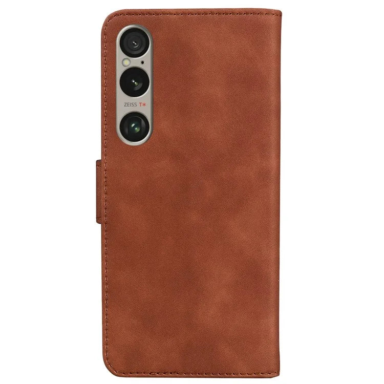 For Sony Xperia 1 VI Case Solid Color Shockproof Cash Pocket Solid Color Leather Phone Cover