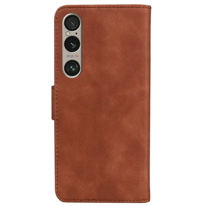 For Sony Xperia 1 VI Case Solid Color Shockproof Cash Pocket Solid Color Leather Phone Cover