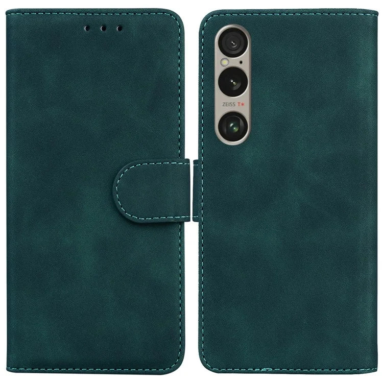 For Sony Xperia 1 VI Case Solid Color Shockproof Cash Pocket Solid Color Leather Phone Cover