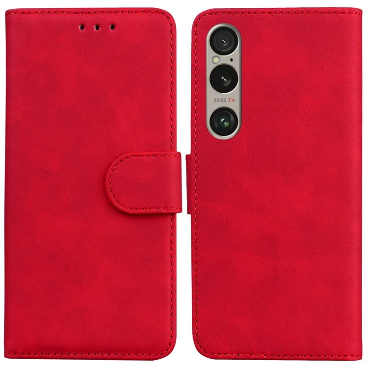 For Sony Xperia 1 VI Case Solid Color Shockproof Cash Pocket Solid Color Leather Phone Cover