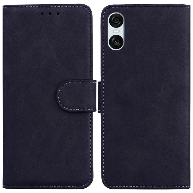 For Sony Xperia 5 VI Case Solid Color Leather Flip Phone Cover with Wallet