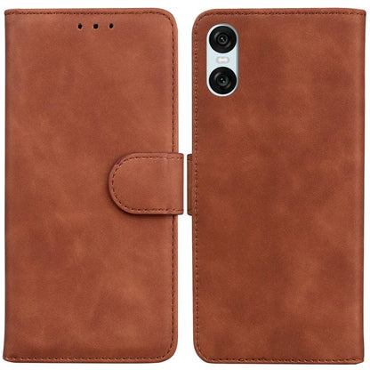 For Sony Xperia 5 VI Case Solid Color Leather Flip Phone Cover with Wallet