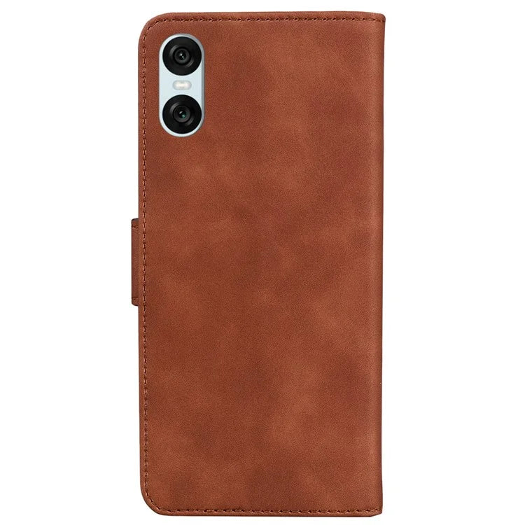 For Sony Xperia 5 VI Case Solid Color Leather Flip Phone Cover with Wallet