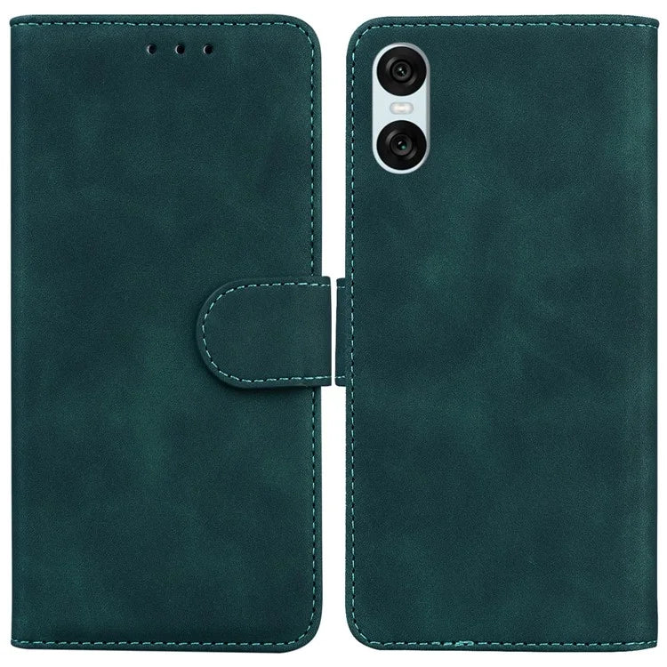 For Sony Xperia 5 VI Case Solid Color Leather Flip Phone Cover with Wallet