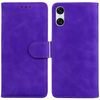 For Sony Xperia 5 VI Case Solid Color Leather Flip Phone Cover with Wallet