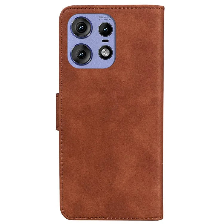 For Motorola Edge 50 Pro 5G Case Anti-Scratch Solid Color Leather Flip Phone Cover