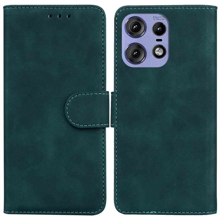 For Motorola Edge 50 Pro 5G Case Anti-Scratch Solid Color Leather Flip Phone Cover