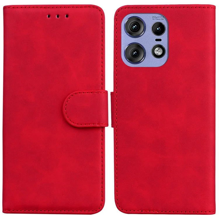 For Motorola Edge 50 Pro 5G Case Anti-Scratch Solid Color Leather Flip Phone Cover