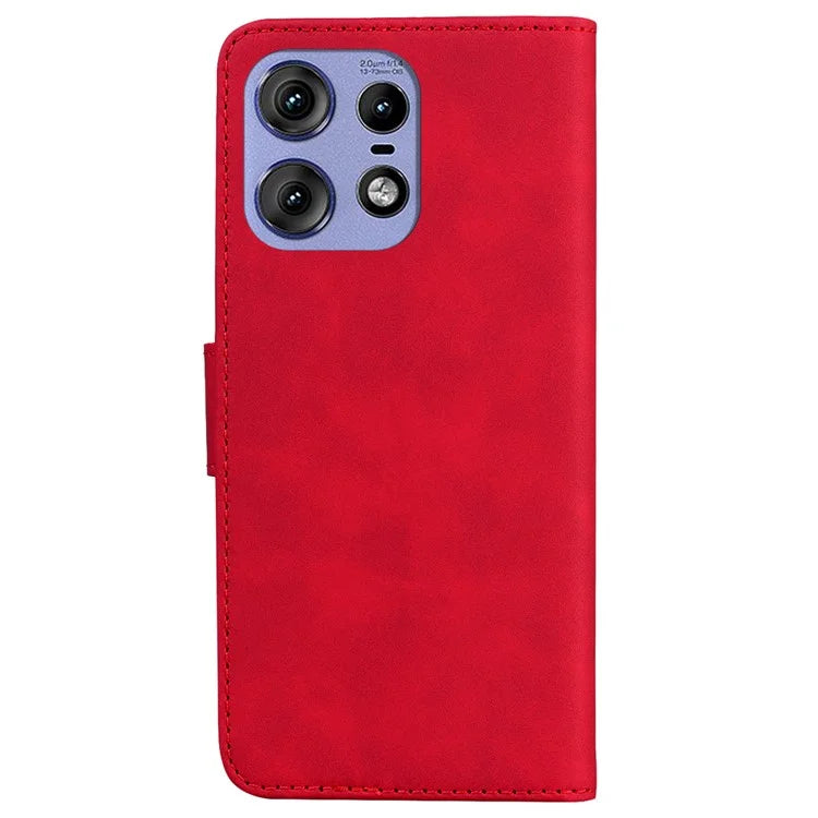 For Motorola Edge 50 Pro 5G Case Anti-Scratch Solid Color Leather Flip Phone Cover