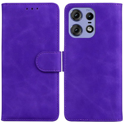 For Motorola Edge 50 Pro 5G Case Anti-Scratch Solid Color Leather Flip Phone Cover