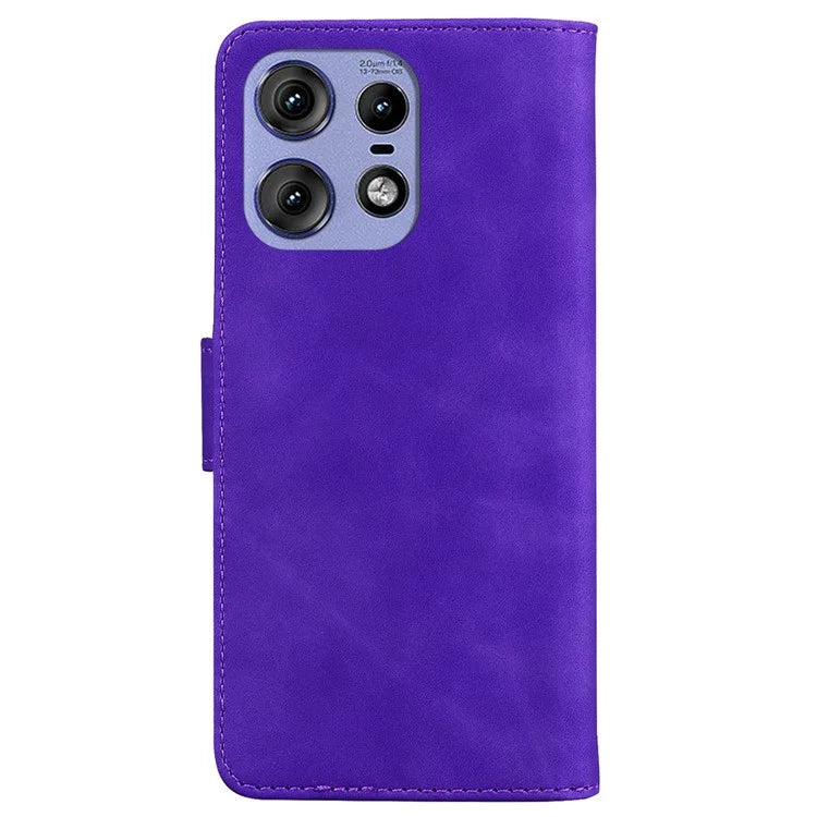 For Motorola Edge 50 Pro 5G Case Anti-Scratch Solid Color Leather Flip Phone Cover