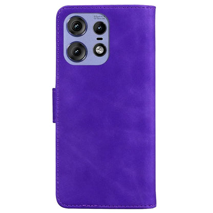 For Motorola Edge 50 Pro 5G Case Anti-Scratch Solid Color Leather Flip Phone Cover