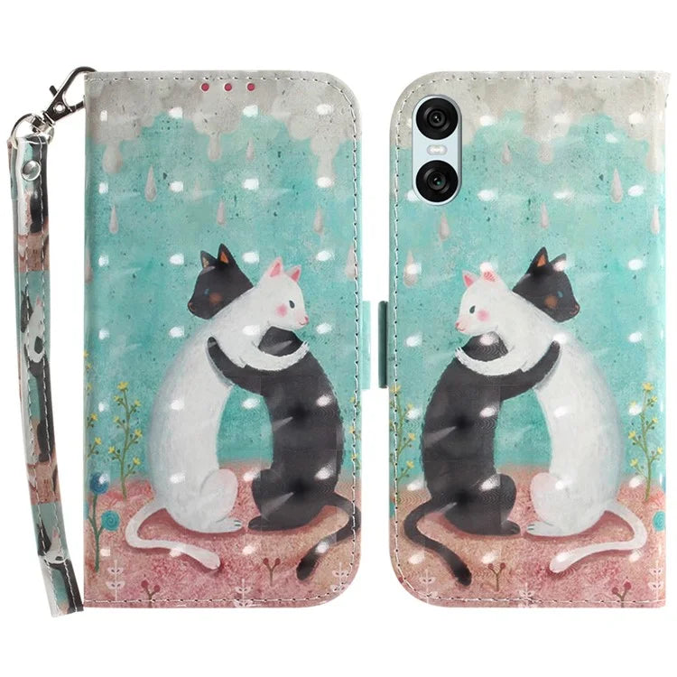 For Sony Xperia 5 VI Leather Wallet Phone Case Pattern Printing Cover with Strap