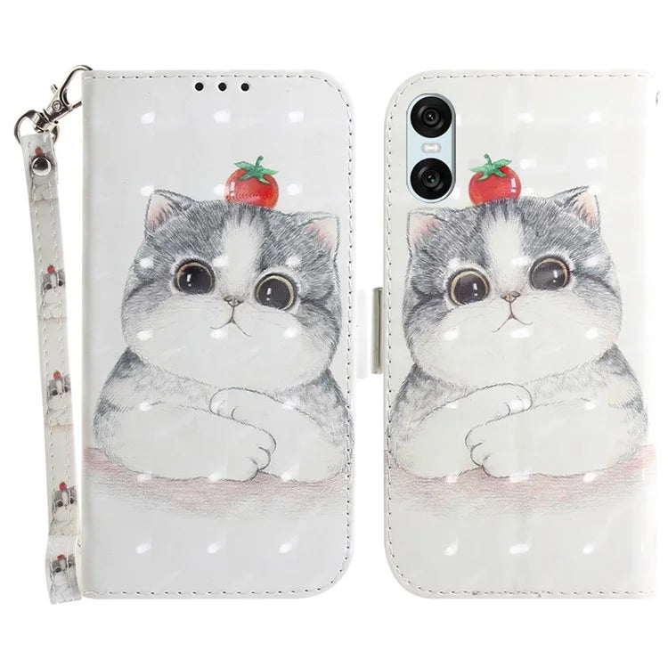 For Sony Xperia 5 VI Leather Wallet Phone Case Pattern Printing Cover with Strap