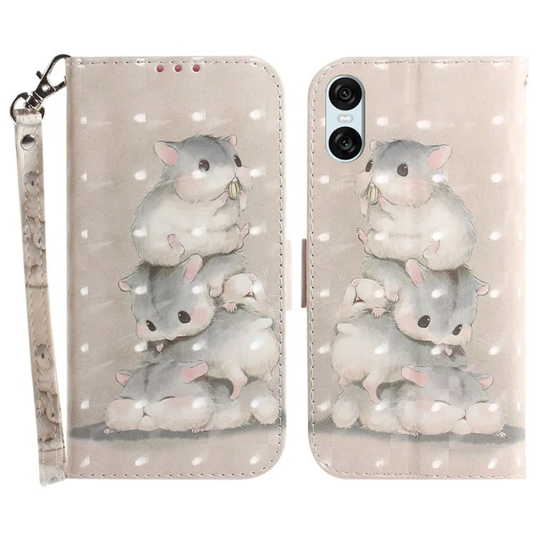 For Sony Xperia 5 VI Leather Wallet Phone Case Pattern Printing Cover with Strap