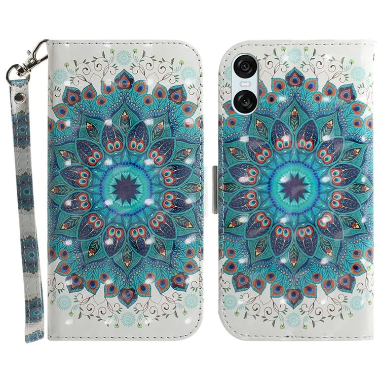 For Sony Xperia 5 VI Leather Wallet Phone Case Pattern Printing Cover with Strap