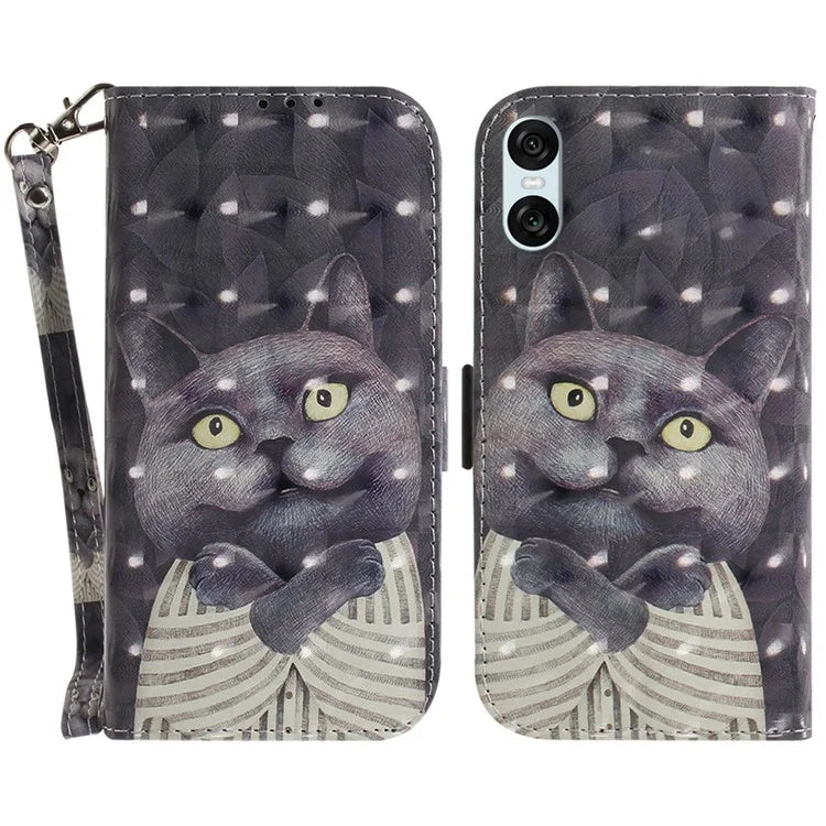 For Sony Xperia 5 VI Leather Wallet Phone Case Pattern Printing Cover with Strap