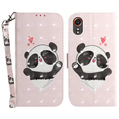For Samsung Galaxy Xcover7 Wallet Case PU Leather Pattern Print Phone Cover with Strap