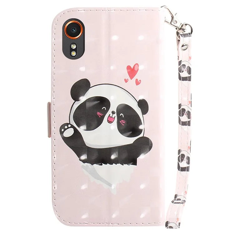 For Samsung Galaxy Xcover7 Wallet Case PU Leather Pattern Print Phone Cover with Strap