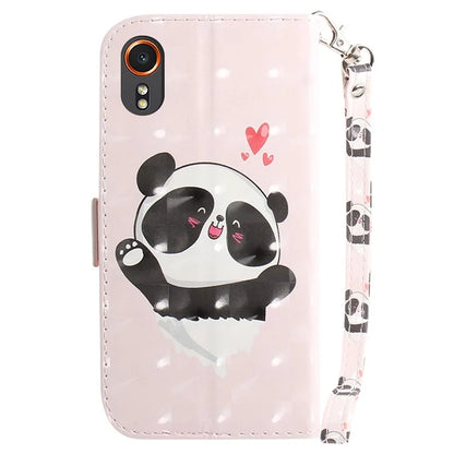 For Samsung Galaxy Xcover7 Wallet Case PU Leather Pattern Print Phone Cover with Strap