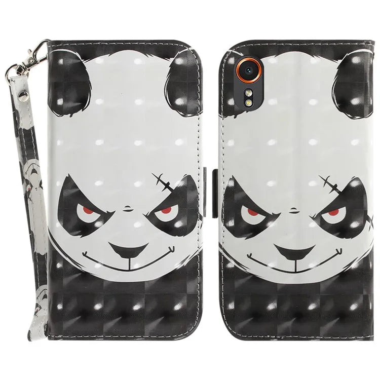 For Samsung Galaxy Xcover7 Wallet Case PU Leather Pattern Print Phone Cover with Strap