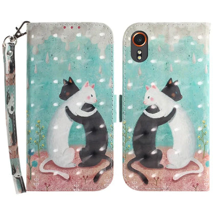 For Samsung Galaxy Xcover7 Wallet Case PU Leather Pattern Print Phone Cover with Strap