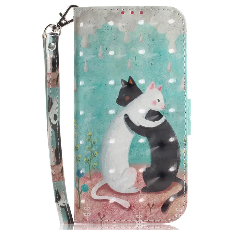 For Samsung Galaxy Xcover7 Wallet Case PU Leather Pattern Print Phone Cover with Strap