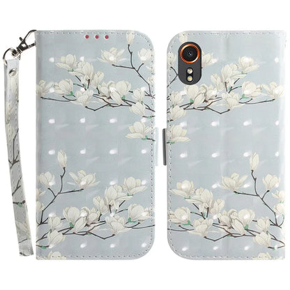 For Samsung Galaxy Xcover7 Wallet Case PU Leather Pattern Print Phone Cover with Strap