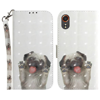 For Samsung Galaxy Xcover7 Wallet Case PU Leather Pattern Print Phone Cover with Strap
