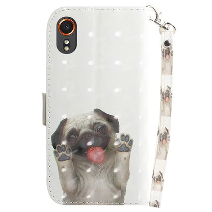 For Samsung Galaxy Xcover7 Wallet Case PU Leather Pattern Print Phone Cover with Strap