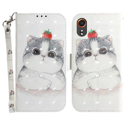 For Samsung Galaxy Xcover7 Wallet Case PU Leather Pattern Print Phone Cover with Strap