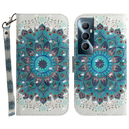 For Realme C65 4G Case with Hand Strap Pattern Printing Phone Leather Cover