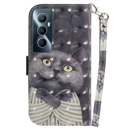 For Realme C65 4G Case with Hand Strap Pattern Printing Phone Leather Cover