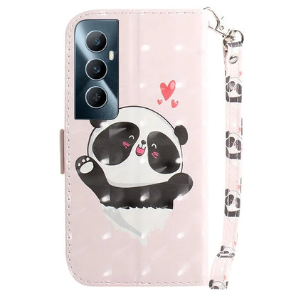 For Realme C65 4G Case with Hand Strap Pattern Printing Phone Leather Cover