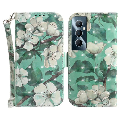 For Realme C65 4G Case with Hand Strap Pattern Printing Phone Leather Cover
