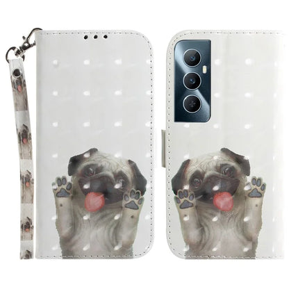For Realme C65 4G Case with Hand Strap Pattern Printing Phone Leather Cover
